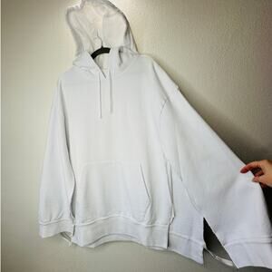 NWT Maison Margiela White Open Sleeve Raw Hem Cotton Hoodie M